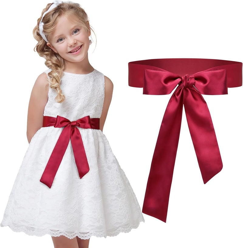 WHIPPY Sash Belt for Girls Dress Kids Long Waist Belts for Wedding Party 2'' Wide - Image 1